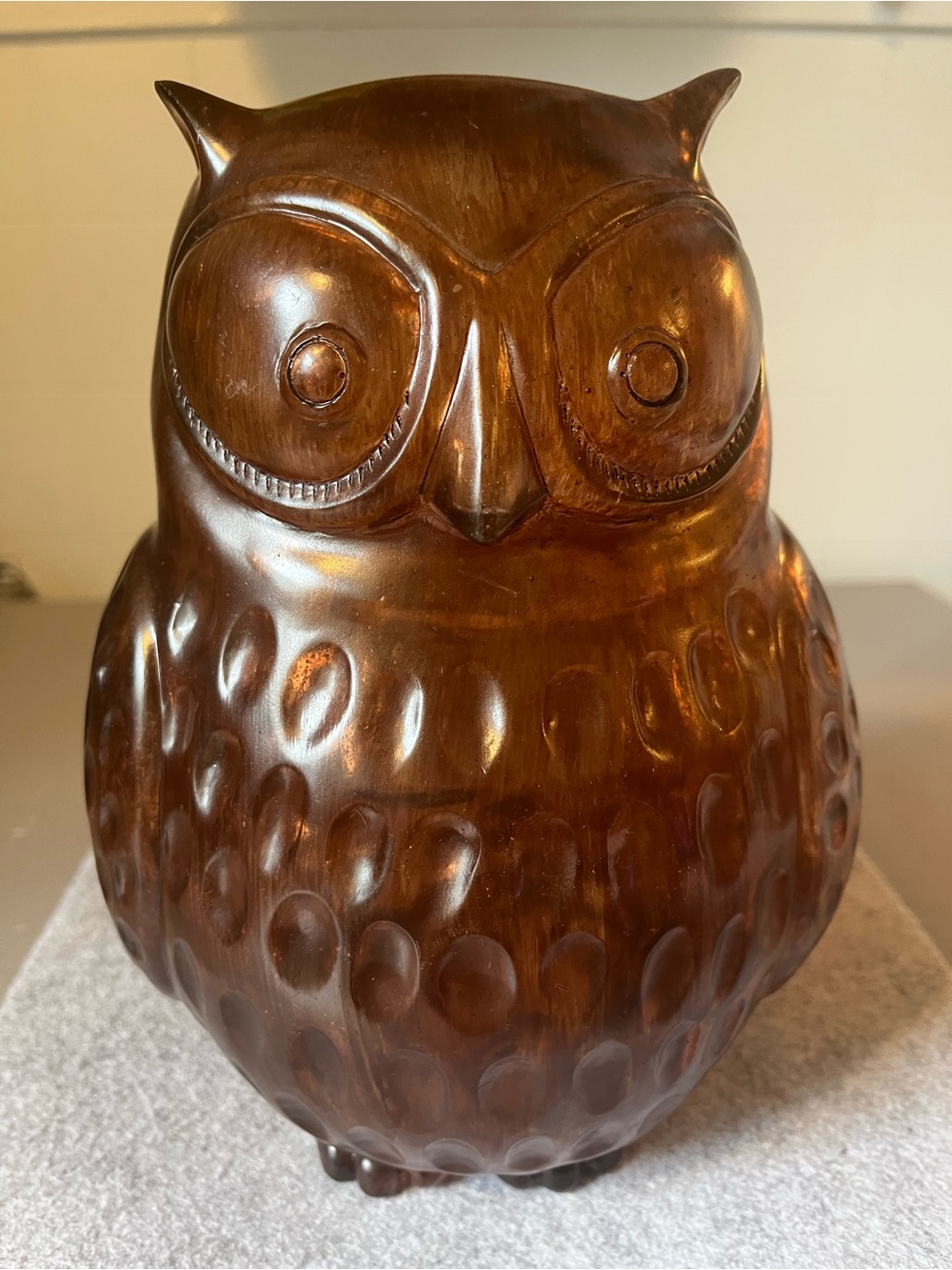 Vintage Root Beer Colored Owl Plastic Night Light Lamp 8.5”